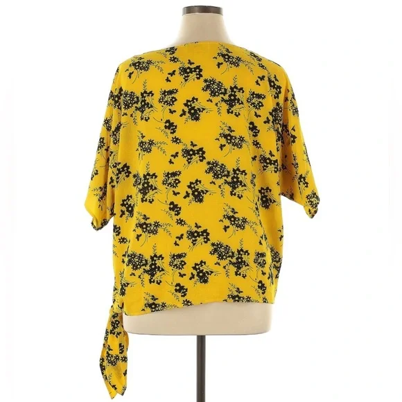 Michael Kors Yellow Floral Tie Front Blouse - Picture 6 of 6